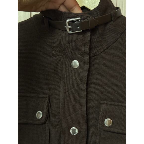Ralph Lauren Women’s Knit Utility Jacket Brown Snap Button Size L - Picture 5 of 12